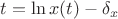 $t=\ln x(t)-\delta_x$