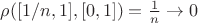 $\rho([1/n,1], [0,1])=\frac{1}{n}\to 0$