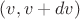 $(v, v+dv)$