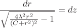 $$\frac{dr}{\sqrt{\frac{4\lambda^2 r^2}{(C+r^2)^2}-1}}=dz$$