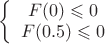 $\[\left\{ {\begin{array}{*{20}{c}}
  {F(0) \leqslant 0} \\ 
  {F(0.5) \leqslant 0} 
\end{array}} \right.\]$