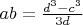 $ab = \frac{d^3 - c^3}{3d} $