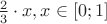 $\frac{2}{3} \cdot x , если x \in [0;1]$