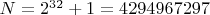 $N=2^{32}+1=4294967297$