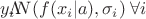 $y_i \~ \mathcal N(f(x_i | \mathfb a), \sigma_i) \; \forall i$ $y_i \~ \mathcal N(f(x_i | \mathfb a), \sigma_i) \; \forall i$