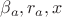 $\beta_a, r_a, x$