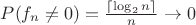 $P(f_n \neq 0) =\frac{\lceil \log_2 n\rceil}{n} \to 0$
