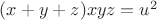 $(x+y+z)xyz=u^2$ $(x+y+z)xyz=u^2$
