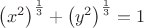 $\left(x^2\right)^{\frac 13}+\left(y^2\right)^{\frac 13}=1$