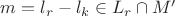 $m = l_r - l_k \in L_r \cap M'$