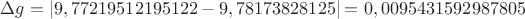 $\Delta g=|9,77219512195122-9,78173828125|=0,0095431592987805$