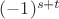 $(-1)^{s+t}$