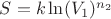 $S=k\ln(V_1)^{n_2}$