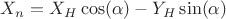 $X_n=X_H\cos(\alpha)-Y_H\sin(\alpha)$