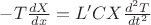 $-T\frac{dX}{dx} = L'CX\frac{d^2T}{dt^2}$ $-T\frac{dX}{dx} = L'CX\frac{d^2T}{dt^2}$