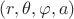 $(r, \theta, \varphi, a)$