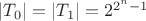 $|T_{0}| =  |T_{1}| = 2^{2^n-1}$