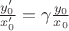 $\frac{y_0'}{x_0'}=\gamma \frac{y_0}{x_0}$