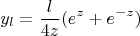$$y_l=\frac{l}{4z}(e^z+e^{-z})$$
