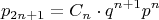 $$p_{2n+1}=C_n\cdot q^{n+1}p^n$$