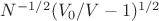 $N^{-1/2}(V_0/V - 1)^{1/2}$