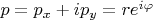 $p=p_x+ip_y=re^{i\varphi}$