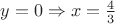 $ y=0\Rightarrow  x=\frac{4} {3} $