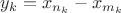 $y_k=x_{n_k}-x_{m_k}$