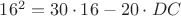 $16^2 = 30 \cdot 16-20 \cdot DC$