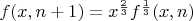 $f(x,n+1)=x^{\frac{2}{3}}f^{\frac{1}{3}}(x,n)$