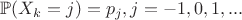 $\mathbb{P}(X_k=j)=p_j, j = -1,0,1,...$ $\mathbb{P}(X_k=j)=p_j, j = -1,0,1,...$