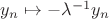 $y_n \mapsto -\lambda^{-1} y_n$