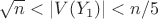 $\sqrt{n}<|V(Y_1)|<n/5$ $\sqrt{n}<|V(Y_1)|<n/5$