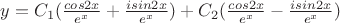 $y=C_1(\frac{cos2x}{e^x}+\frac{isin2x}{e^x})+C_2(\frac{cos2x}{e^x}-\frac{isin2x}{e^x})$