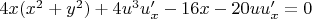 $4x(x^2+y^2)+4u^3u'_x-16x-20uu'_x=0$