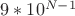$9*10^{N-1}$