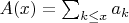 $A(x)=\sum_{k\leq x}a_k$