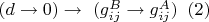 $ (d\rightarrow 0)  \rightarrow \ (g_{ij}^{B}\rightarrow g_{ij}^{A})\;\; (2) $