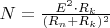$N=\frac{E^2 \cdot R_k}{(R_n+R_k)^2}$