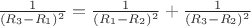 $\frac{1}{(R_3-R_1)^2}=\frac{1}{(R_1-R_2)^2}+\frac{1}{(R_3-R_2)^2}$