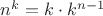 $n^k=k\cdot k^{n-1}$