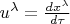 $u^{\lambda}=\frac{dx^{\lambda}}{d\tau}$