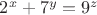 $2^x+7^y=9^z$