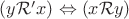 $(y\mathcal{R'} x) \Leftrightarrow (x\mathcal{R} y)$ $(y\mathcal{R'} x) \Leftrightarrow (x\mathcal{R} y)$