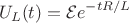 $$U_L(t)=\mathcal{E}e^{-tR/L}$$ $$U_L(t)=\mathcal{E}e^{-tR/L}$$