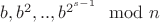 $b,b^2,..,b^{2^{s-1}}\mod n$