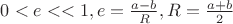 $0<e << 1 , e = \frac{a-b}{R}, R=\frac{a+b}{2}$