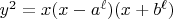 $y^2 = x(x - a^\ell)(x + b^\ell)$