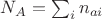 $N_{A}=\sum_{i}n_{ai}$