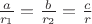 $\frac a {r_1} = \frac b {r_2} = \frac c {r}$